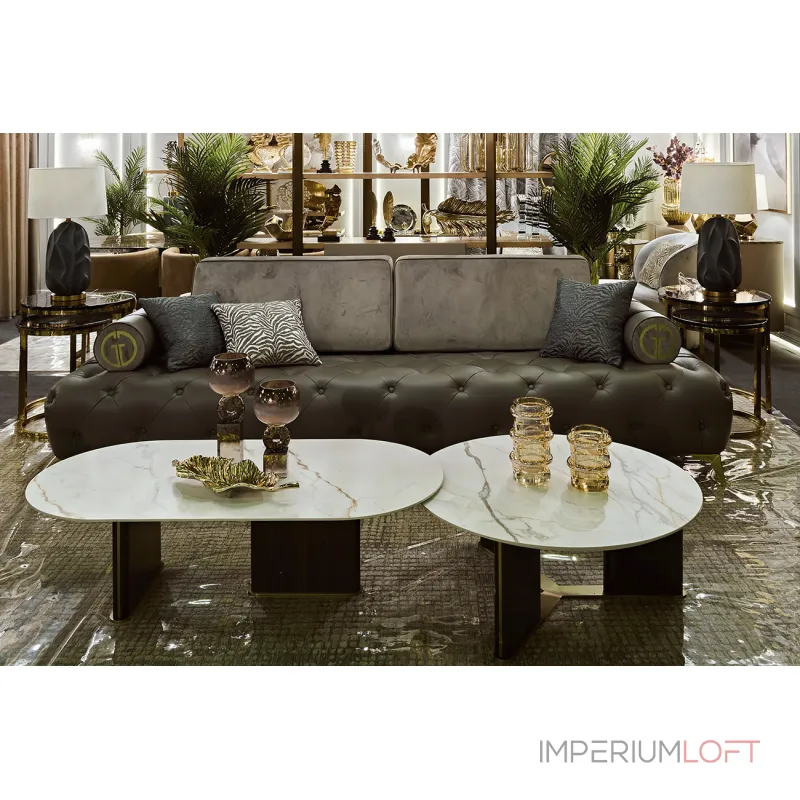 Стол журнальный круглый искусственный камень белый от ImperiumLoft