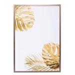 Холст 'Золотые листья монстеры-1' в багете латунь от ImperiumLoft