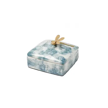 Шкатулка голубая со стрекозой L13