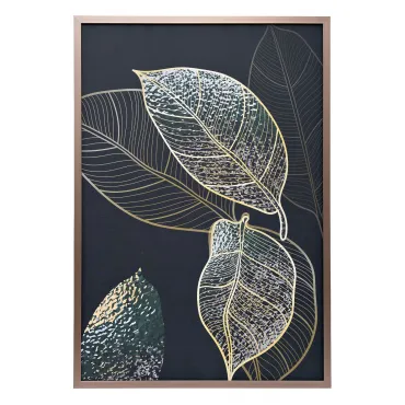 Холст 'Золотые листья-1' в багете латунь Холст 'Золотые листья-1' в багете латунь