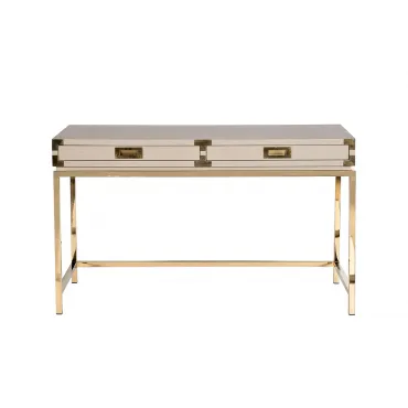 46AS-D4084-TP Стол письменный светлый шпон/золото 130*50*78см