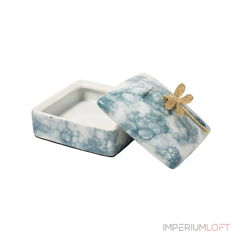 Шкатулка голубая со стрекозой L13 от ImperiumLoft