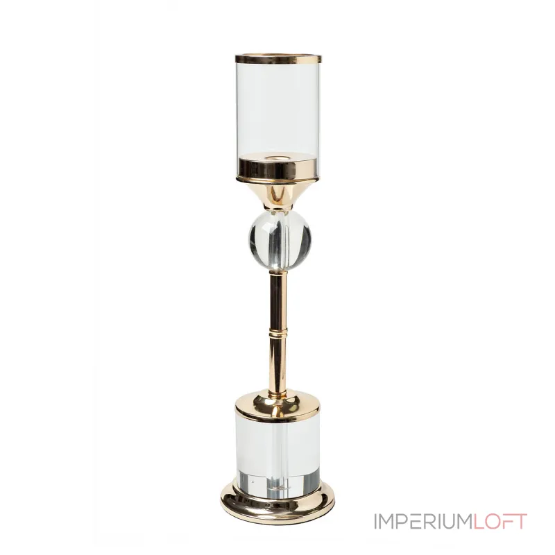 Подсвечник стеклянный на металлической ножке золотой от ImperiumLoft Подсвечник стеклянный на металлической ножке золотой от ImperiumLoft