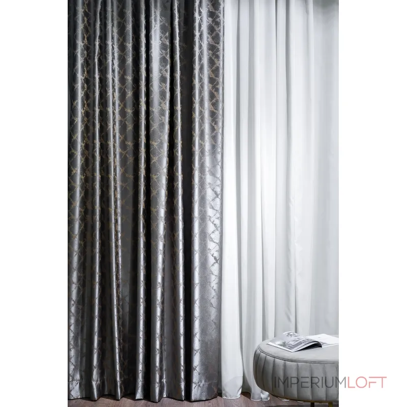 121GD-GAB1306-PORT SER Портьера TRENTO серая 275*260см от ImperiumLoft