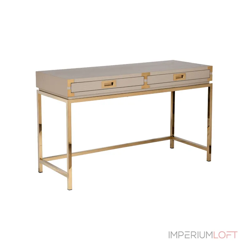 46AS-D4084-TP Стол письменный светлый шпон/золото 130*50*78см от ImperiumLoft