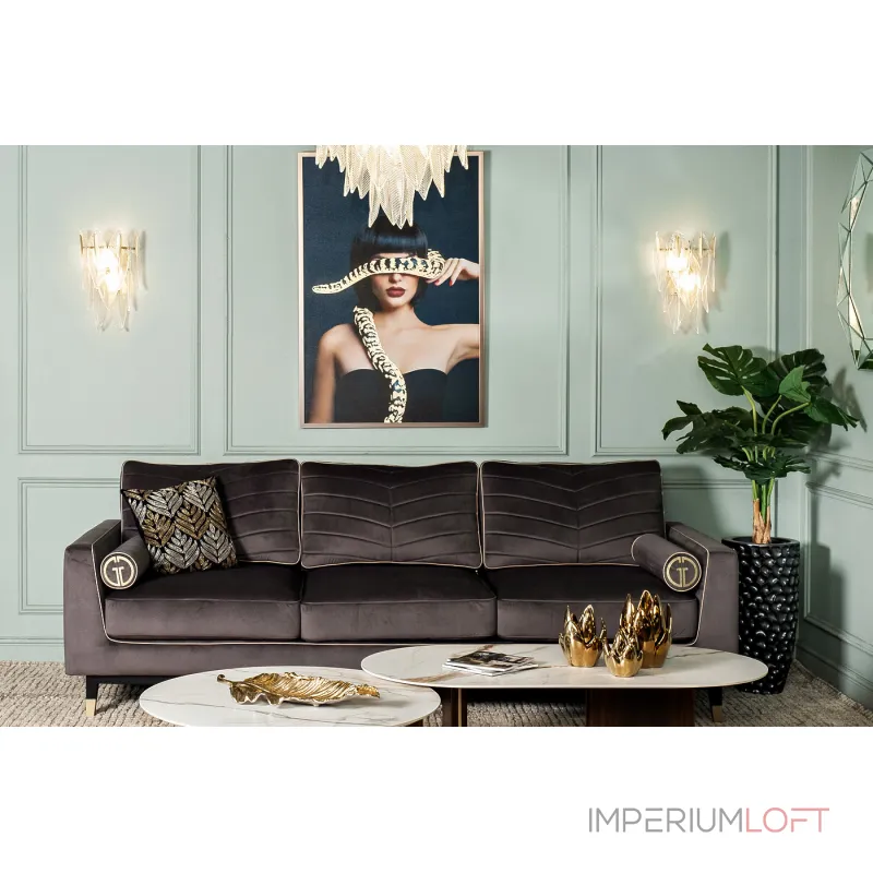 Холст 'Девушка со змеей' в багете латунь от ImperiumLoft