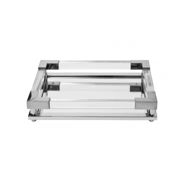 Поднос прямоугольный зеркальный/серебро