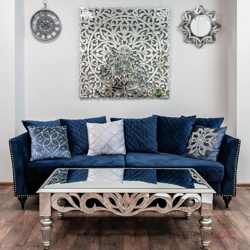 Подушка декоративная с вышивкой Узор синяя 70SW-28070 от ImperiumLoft