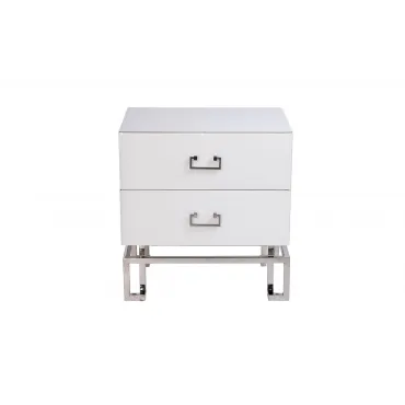 Тумбочка с ящиками белая/хром