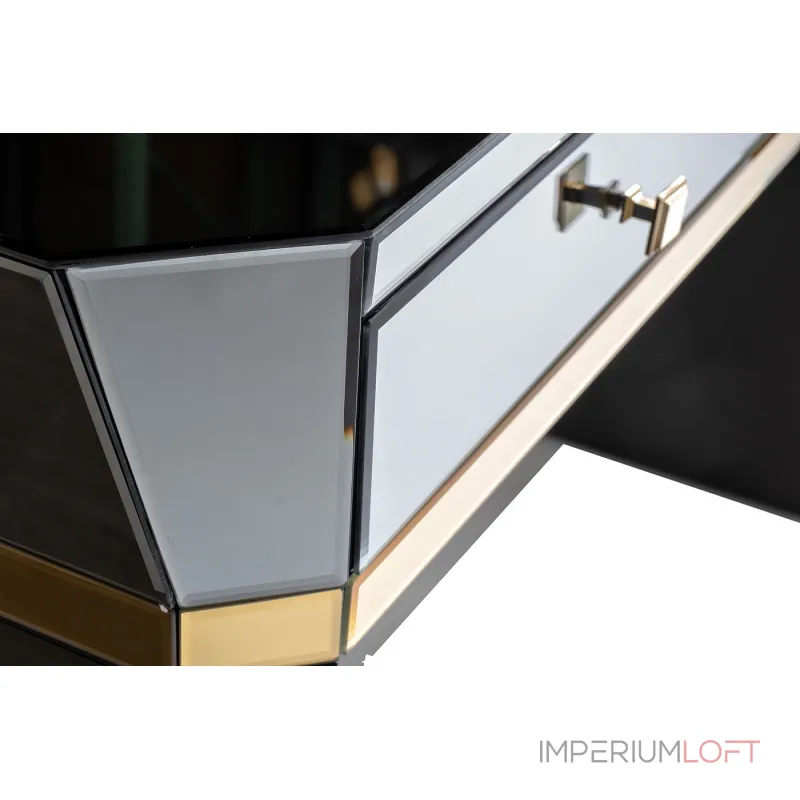 KFG125 Консоль 2 ящика с золотистой отделкой 120*42*79см от ImperiumLoft