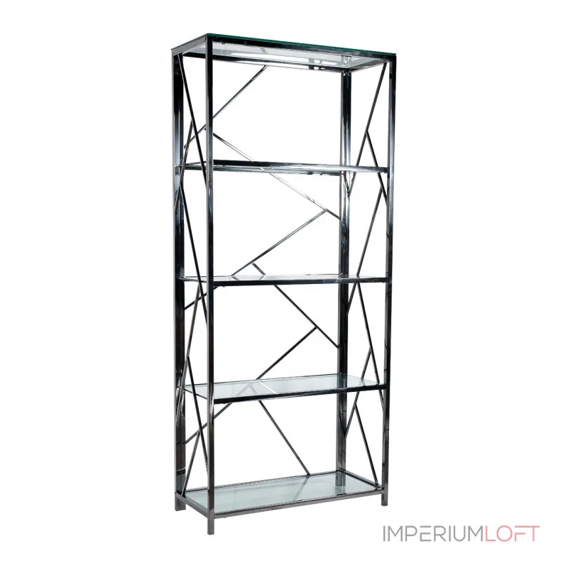 GY-SH8711BL Стеллаж стекло прозр/темн.хром 80*35*180см от ImperiumLoft