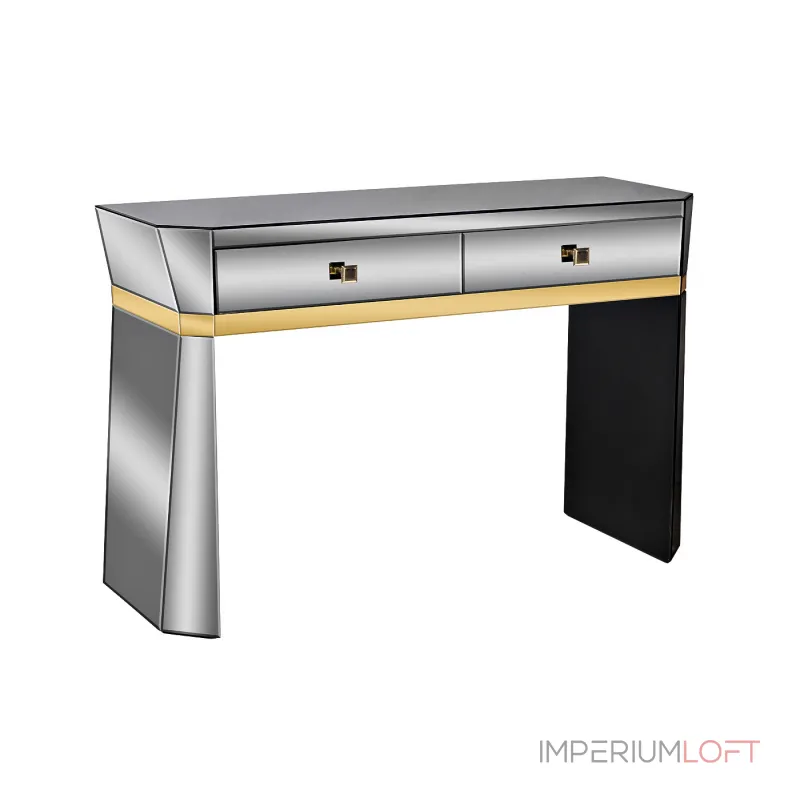 KFG125 Консоль 2 ящика с золотистой отделкой 120*42*79см от ImperiumLoft