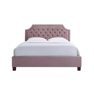 Кровать двуспальная велюровая пепельно-розовая Кровать двуспальная велюровая пепельно-розовая