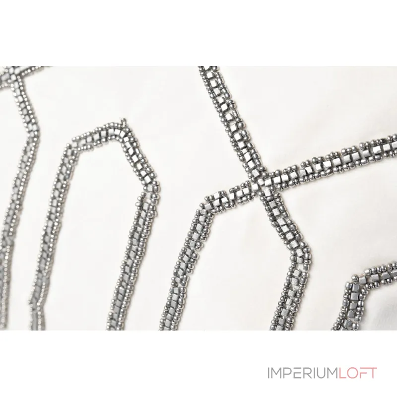 70SW-20714 Подушка с бисером Геометрия белая 30*50см от ImperiumLoft