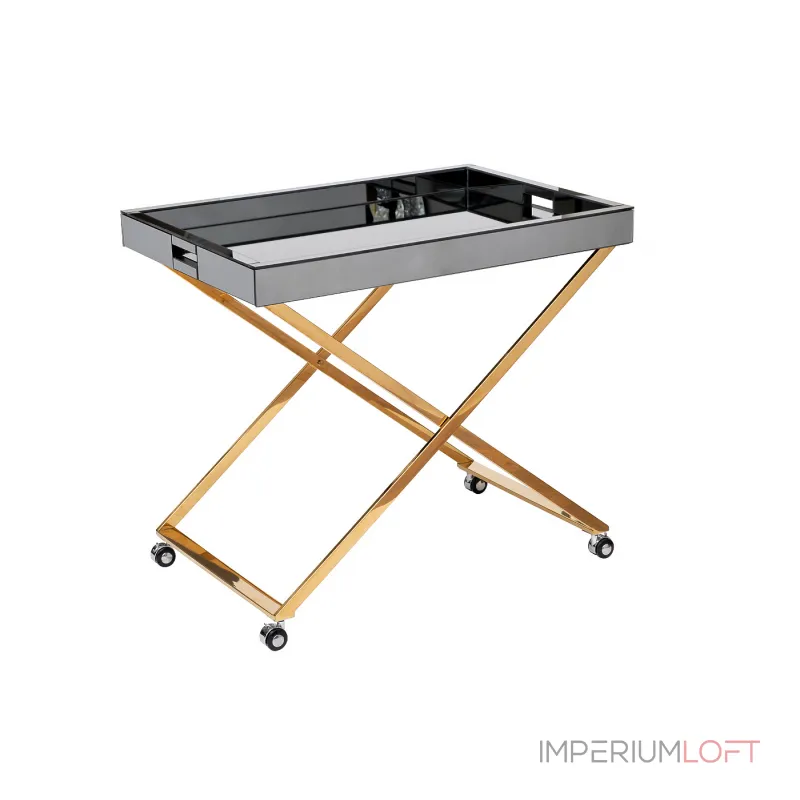 Стол сервировочный зеркальный матовый/золото от ImperiumLoft Стол сервировочный зеркальный матовый/золото от ImperiumLoft