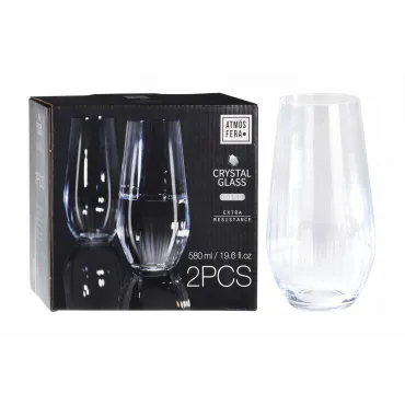 SR4000070 Стакан для воды 580мл прозр. с полосками набор 2 шт.