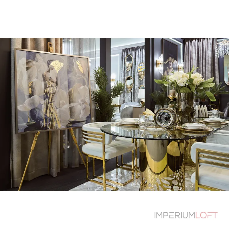 Стол обеденный прозрачное стекло/золото от ImperiumLoft