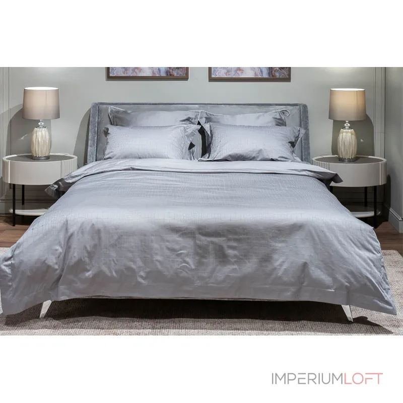 Комплект из 2х наволочек сатиновых жаккард 'Серпенте' 50х70см серый от ImperiumLoft