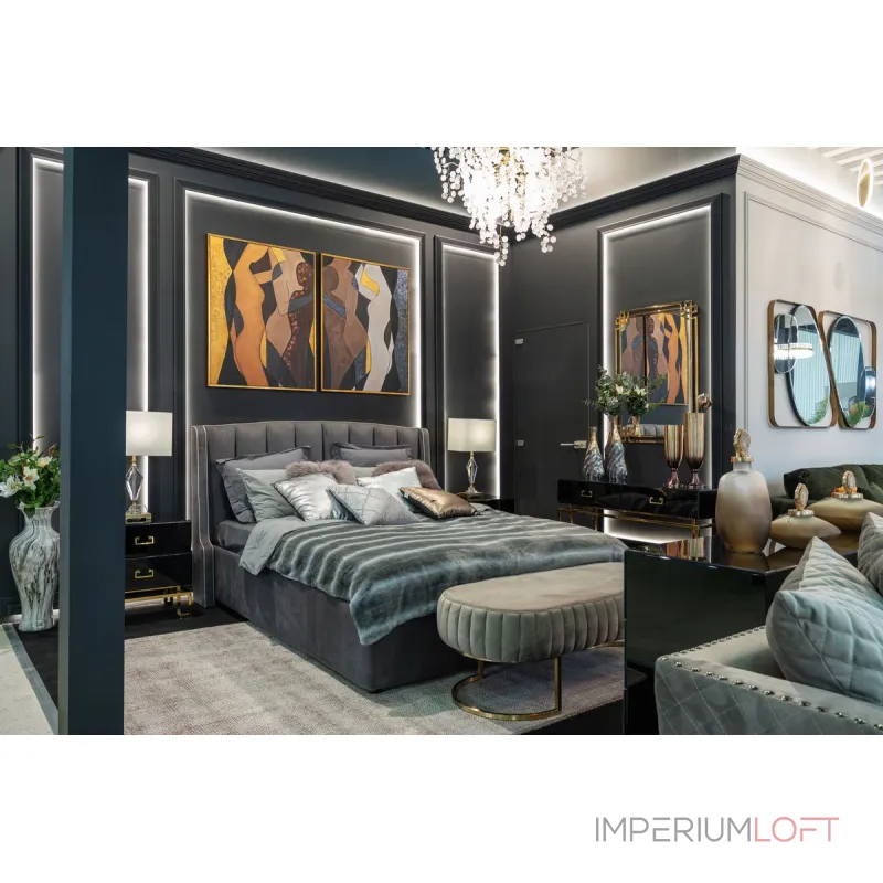 Холст Фантазия (золото) в бронзовом багете 89VOR-AQUARELLE10 от ImperiumLoft