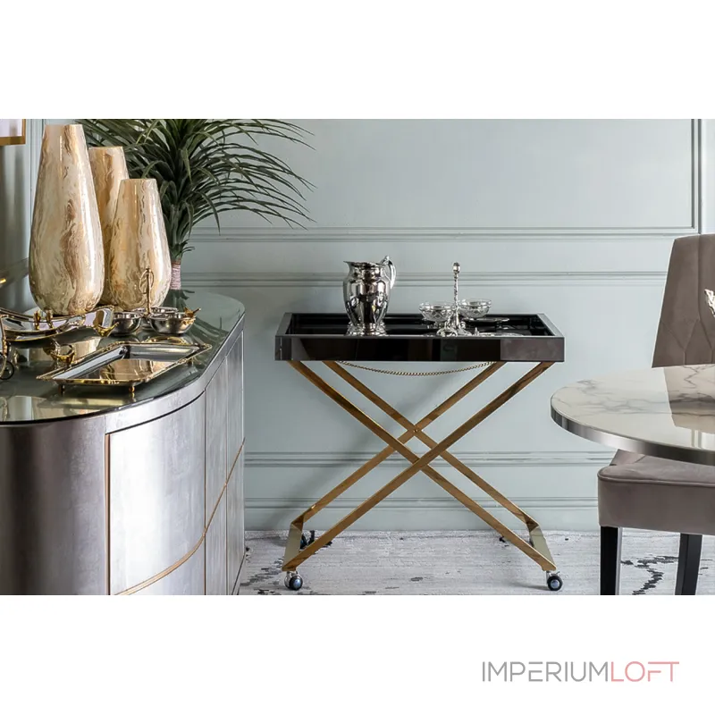 Стол сервировочный зеркальный матовый/золото от ImperiumLoft Стол сервировочный зеркальный матовый/золото от ImperiumLoft