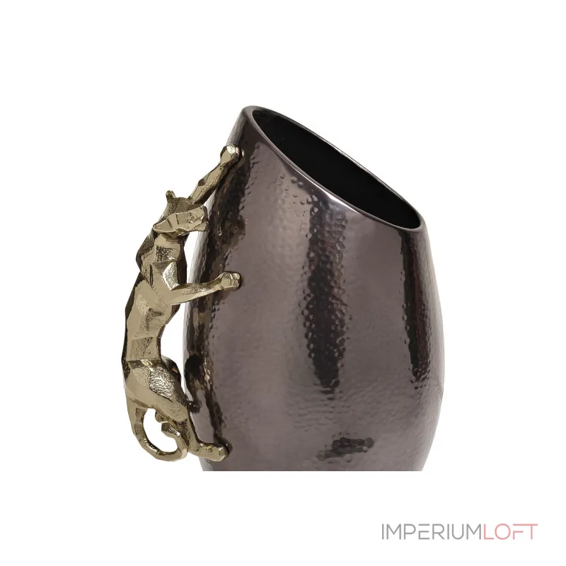 69-120176 Ваза декор.металлич. Ягуар черн./зол. 21*15*29см от ImperiumLoft