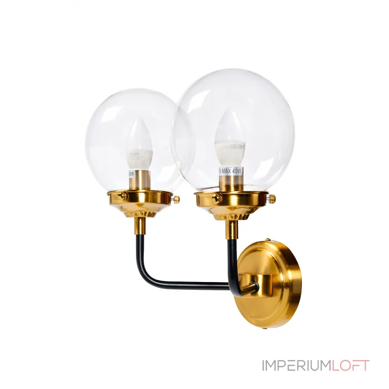 K2KG0521W-2 Бра Simple M латунь, стекло прозр. 32*23*h32 см от ImperiumLoft