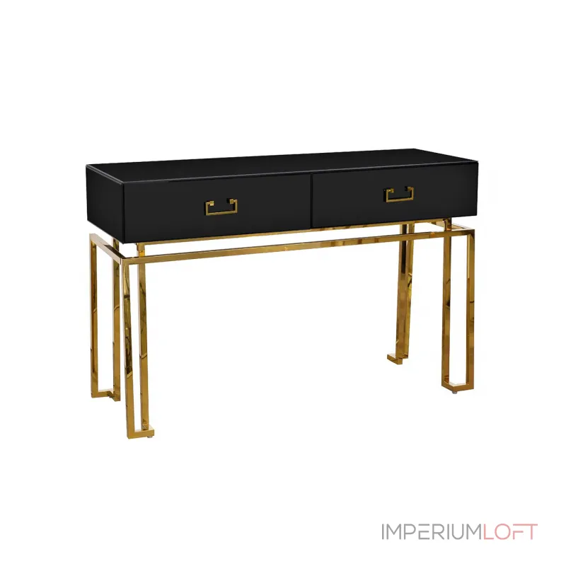 Консоль с ящиками черное стекло/золото KFG058 от ImperiumLoft