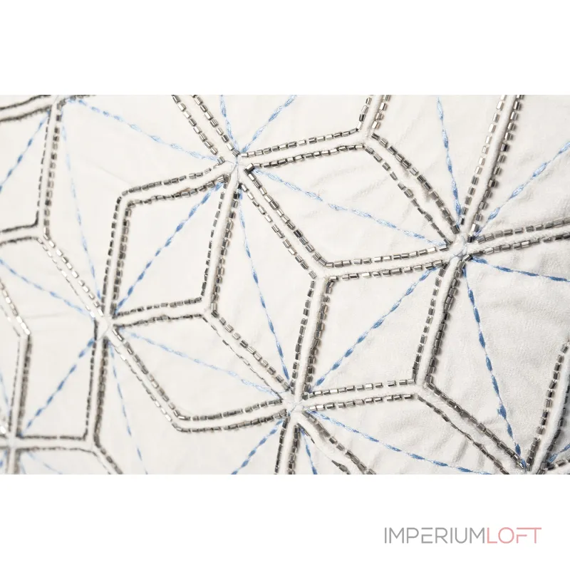 70SW-20712 Подушка с бисером Шестигранники белая 45*45см от ImperiumLoft