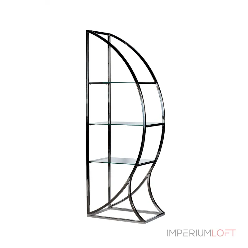 KFG087 Стеллаж Полусфера прозрачное стекло/хром 71*48*202см от ImperiumLoft