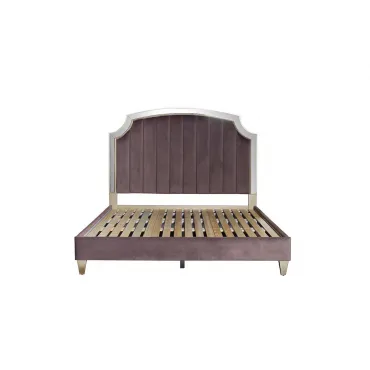 KFE007-69 Кровать с зерк.вставками велюр роз-серый 211*189*158см KFE007-69 Кровать с зерк.вставками велюр роз-серый 211*189*158см