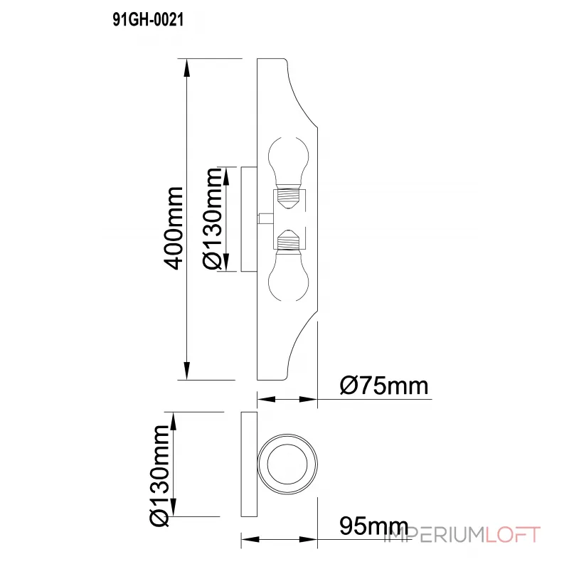 Бра металлическое черное/золото 91GH-0021 от ImperiumLoft