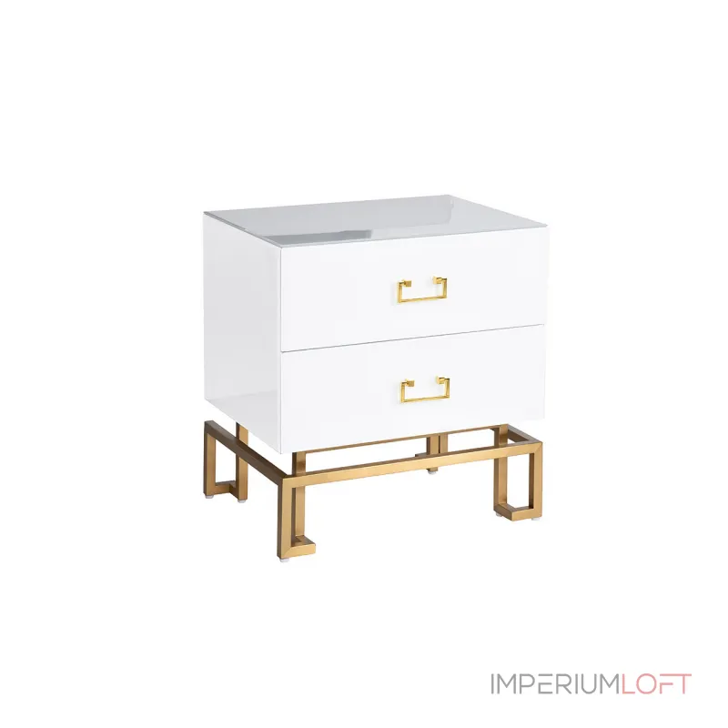 KFG085 Тумба 2 ящика белая/золото 55*40*58см от ImperiumLoft
