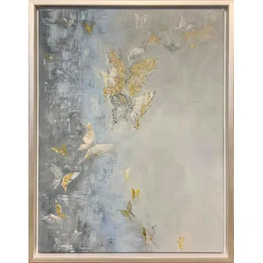 89VOR- BUTTERFLY Холст Бабочки 60*80 см, багет кэнвес серебр.