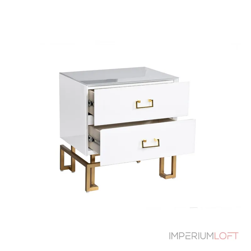 KFG085 Тумба 2 ящика белая/золото 55*40*58см от ImperiumLoft