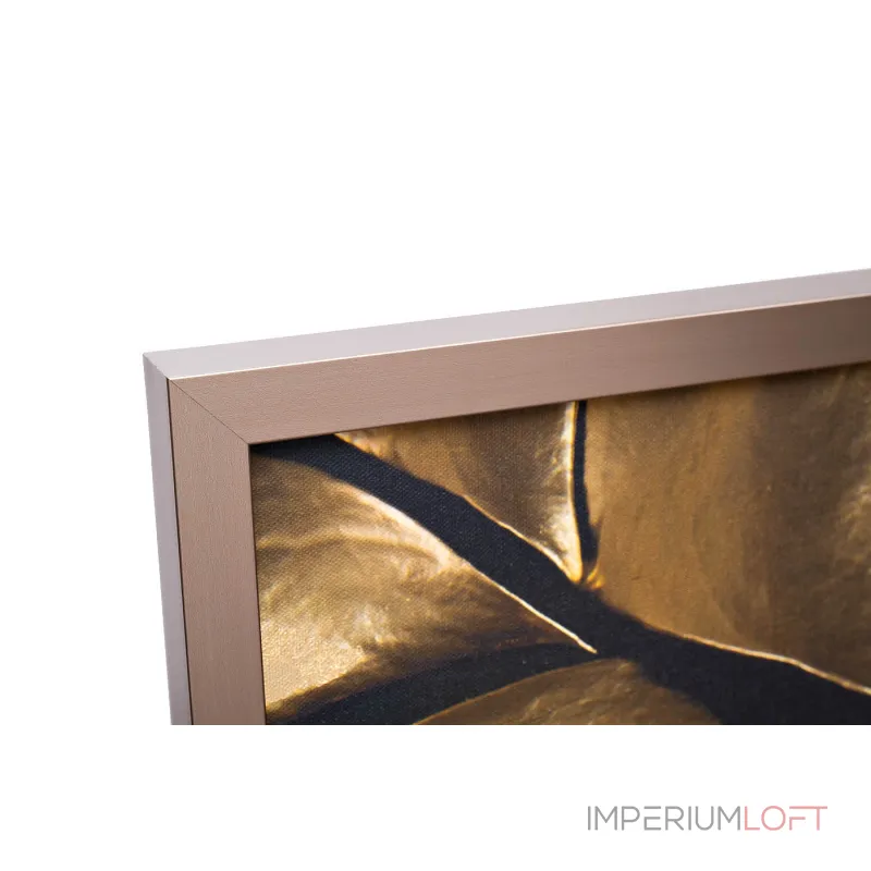 Холст 'Золотые листья монстеры-2' в багете латунь от ImperiumLoft