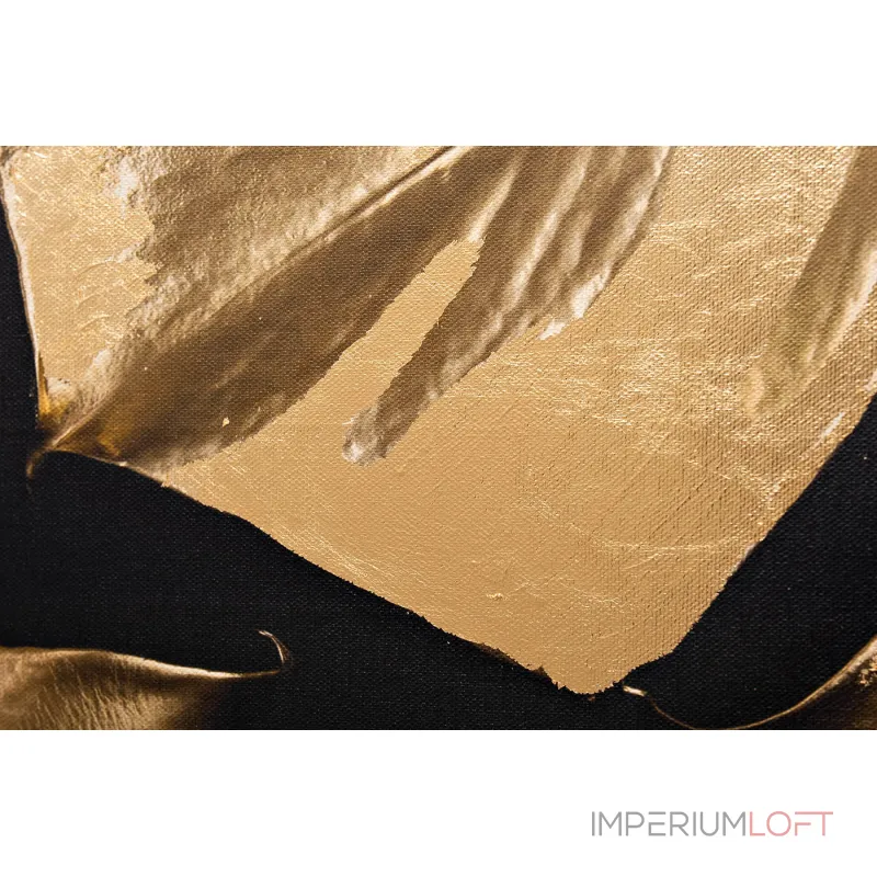 Холст 'Золотые листья монстеры-2' в багете латунь от ImperiumLoft