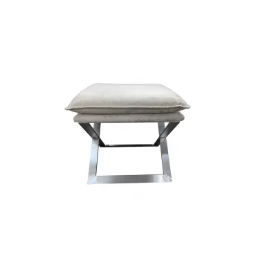 Пуф велюровый бежевый/хром