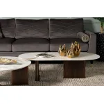 Стол журнальный овальный искусственный камень белый от ImperiumLoft