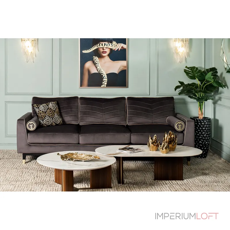 Стол журнальный овальный искусственный камень белый от ImperiumLoft