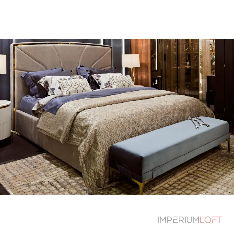 Кровать Lancy велюровая серая от ImperiumLoft