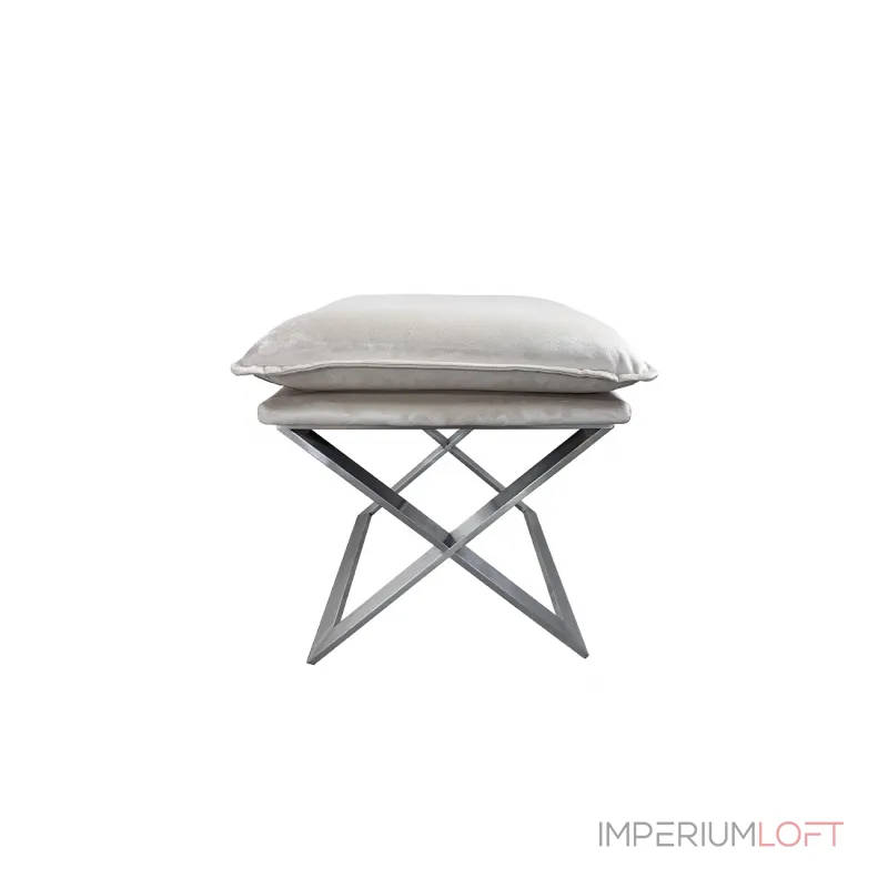 Пуф велюровый бежевый/хром от ImperiumLoft