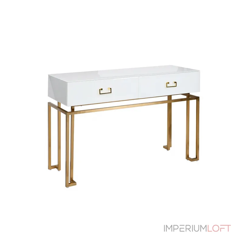 KFG070 Консоль 2 ящика белая/золото 120*42*77см от ImperiumLoft