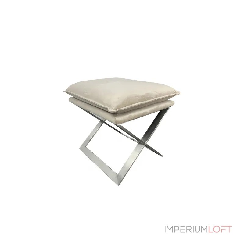 Пуф велюровый бежевый/хром от ImperiumLoft