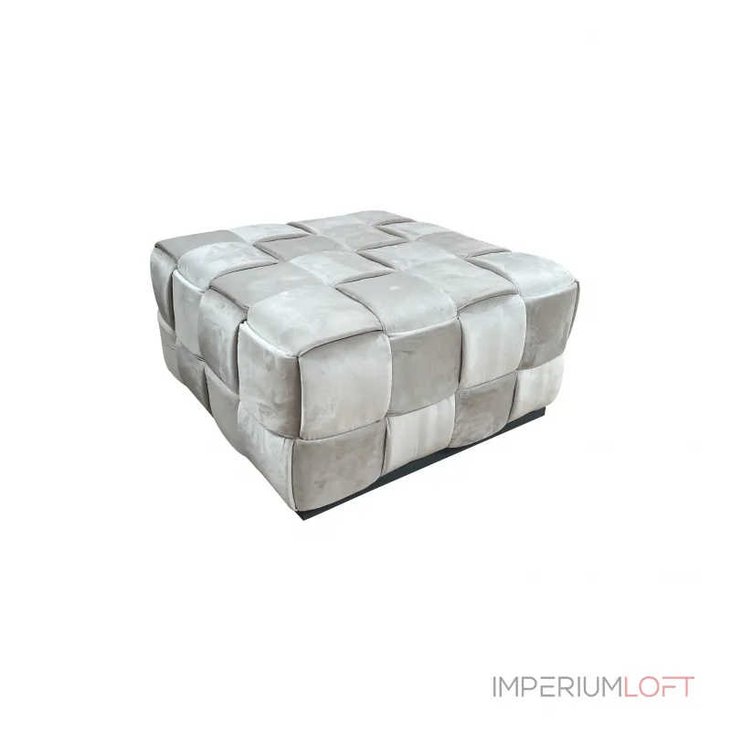 Пуф плетеный велюровый светло-бежевый от ImperiumLoft Пуф плетеный велюровый светло-бежевый от ImperiumLoft