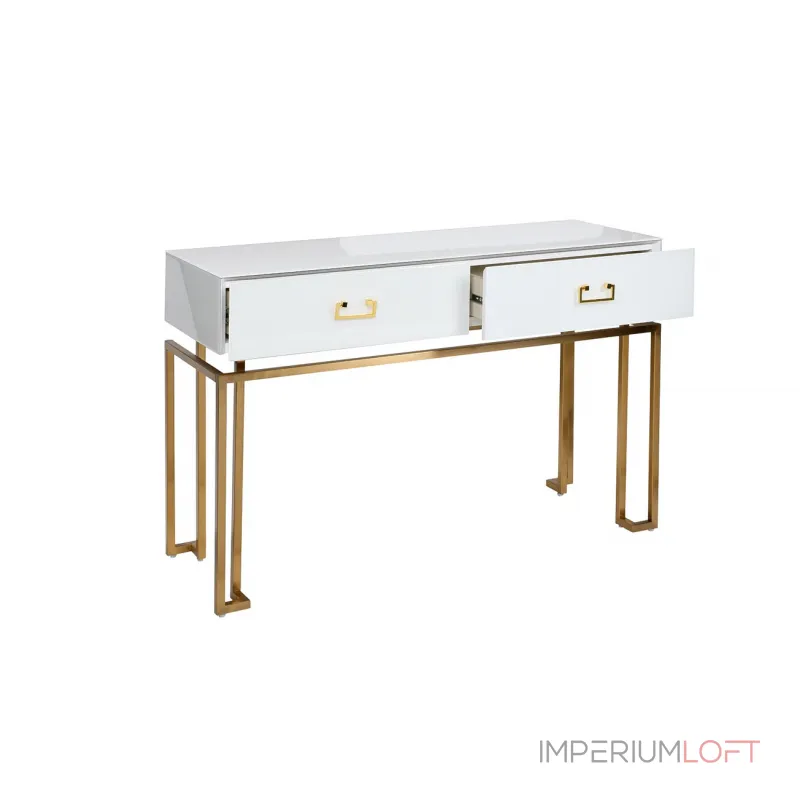 KFG070 Консоль 2 ящика белая/золото 120*42*77см от ImperiumLoft