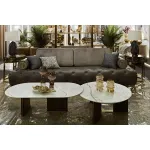 Стол журнальный овальный искусственный камень белый от ImperiumLoft