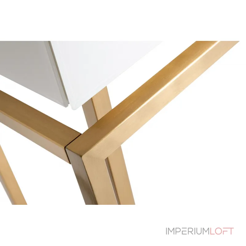 KFG070 Консоль 2 ящика белая/золото 120*42*77см от ImperiumLoft