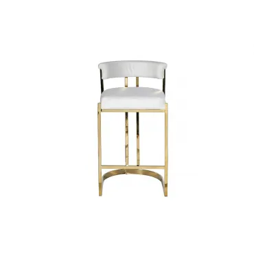 Стул барный светло-серый велюровый (золото) GY-B8216GOLD-LG