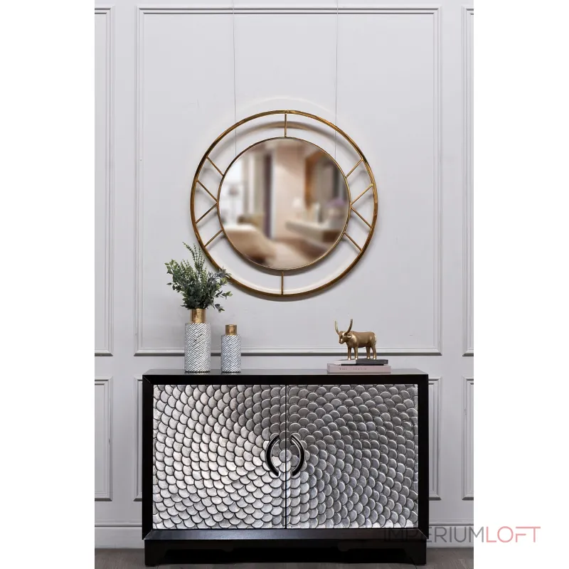 Зеркало круглое в металлической раме (золото) KFG082 от ImperiumLoft