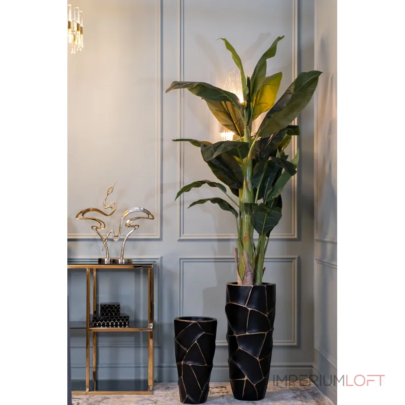 Кашпо черное с золотом от ImperiumLoft Кашпо черное с золотом от ImperiumLoft